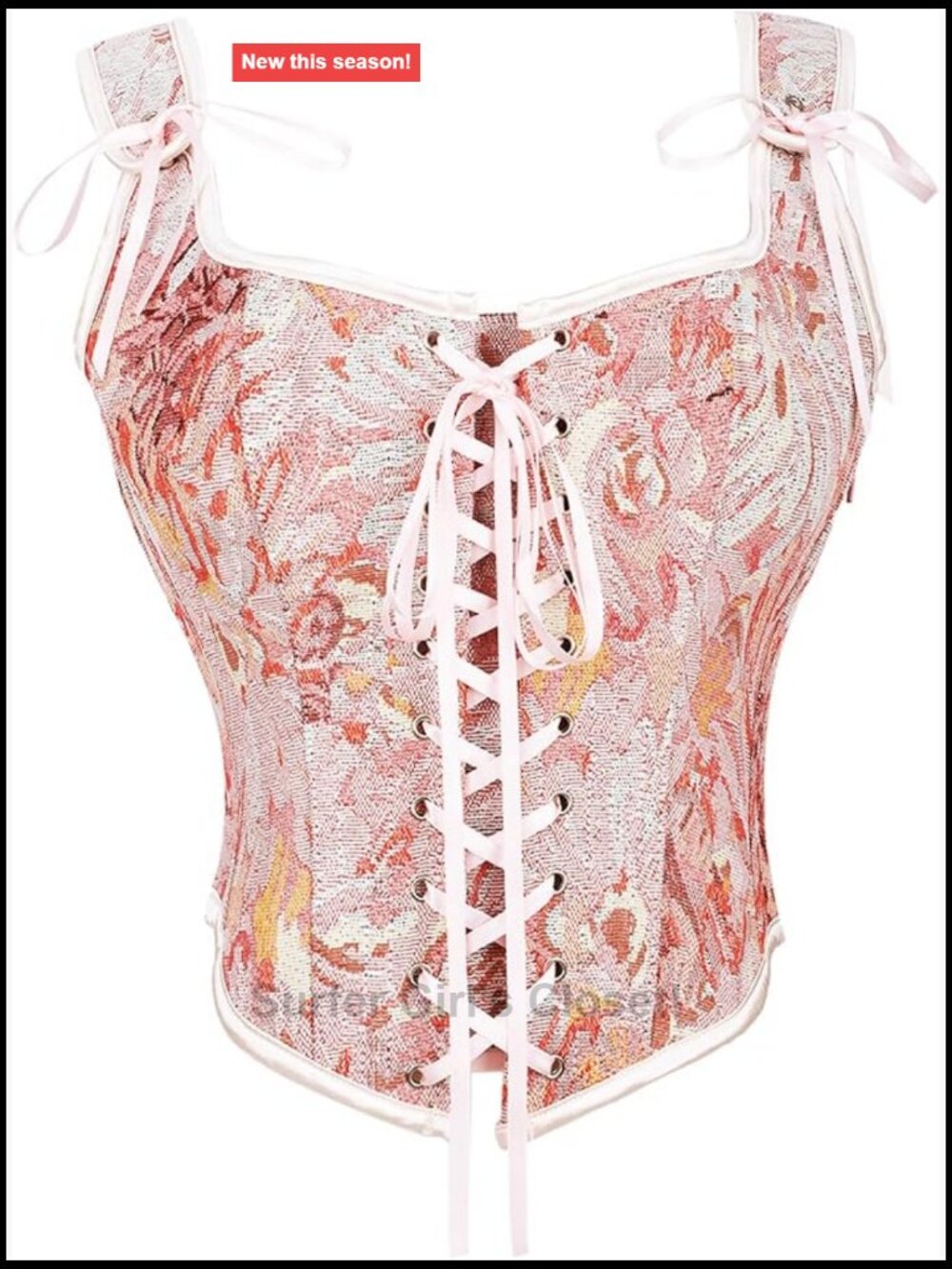 Emprier Corset Top Floral Renaissance Bustier Overbust Boned Bodice
